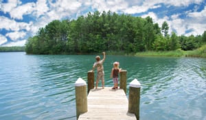 Children playing at dock
