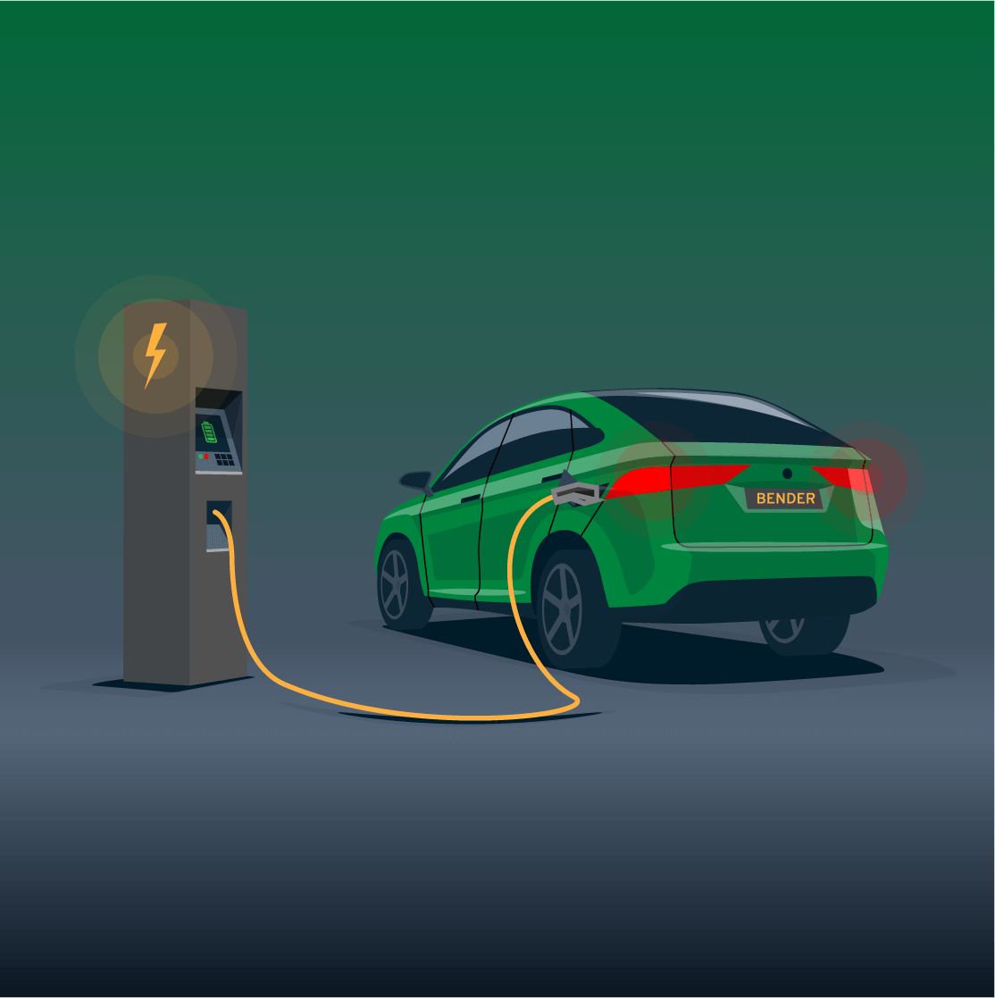 Drawing of a car being charged