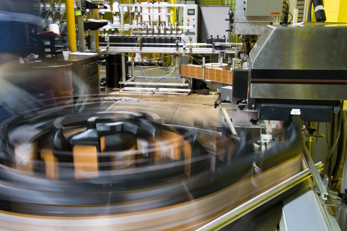 Closeup blurred photo of a manufacturing machine